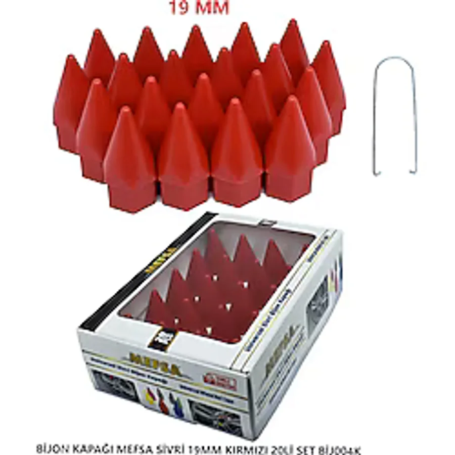 Bijon Kapağı Sivri 19 Mm Kırmızı 20 Li Set