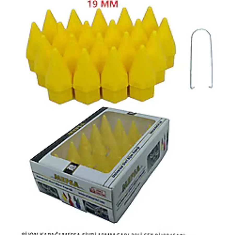 Bijon Kapağı Sivri 19 Mm Sarı 20 Li Set