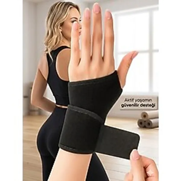 Bilek Ateli El Bileği Ağrısı İçin Bandaj Fitness Spor Bilek Bandajı Ateli Bileklik Ortopedik El Bilek Ateli Başparmak Destekli - Siyah