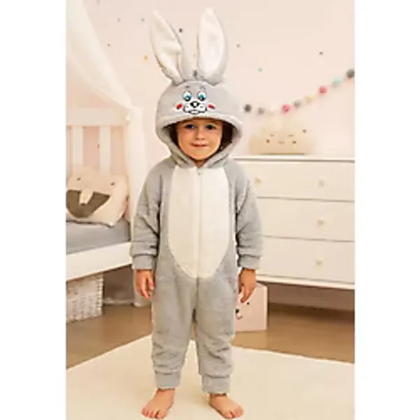 Bilge Trend Erkek Bebek Çocuk Welsoft Peluş Tavşan Kulaklı Kostüm Kışlık Uyku Tulumu