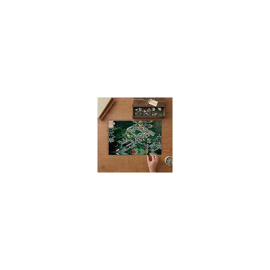 Bilgisayar Anakart Bileşenleri Yakın Kontör Görünümü Tasarımı 240 Parça Ahşap Puzzle Ahşap Kutuda MP00233