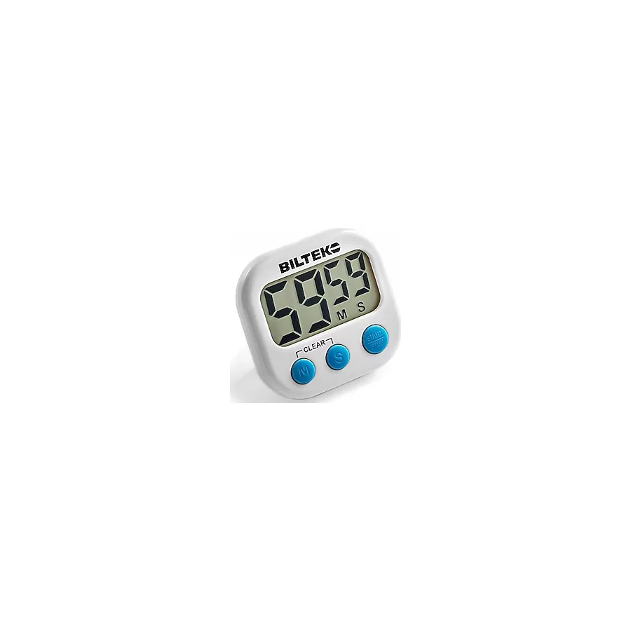 Biltek HOM-001 beyaz zamanlayıcı (büyük rakamlı dijital mutfak saati, yüksek sesli alarm, manyetik arka taraf, ayak, beyaz)