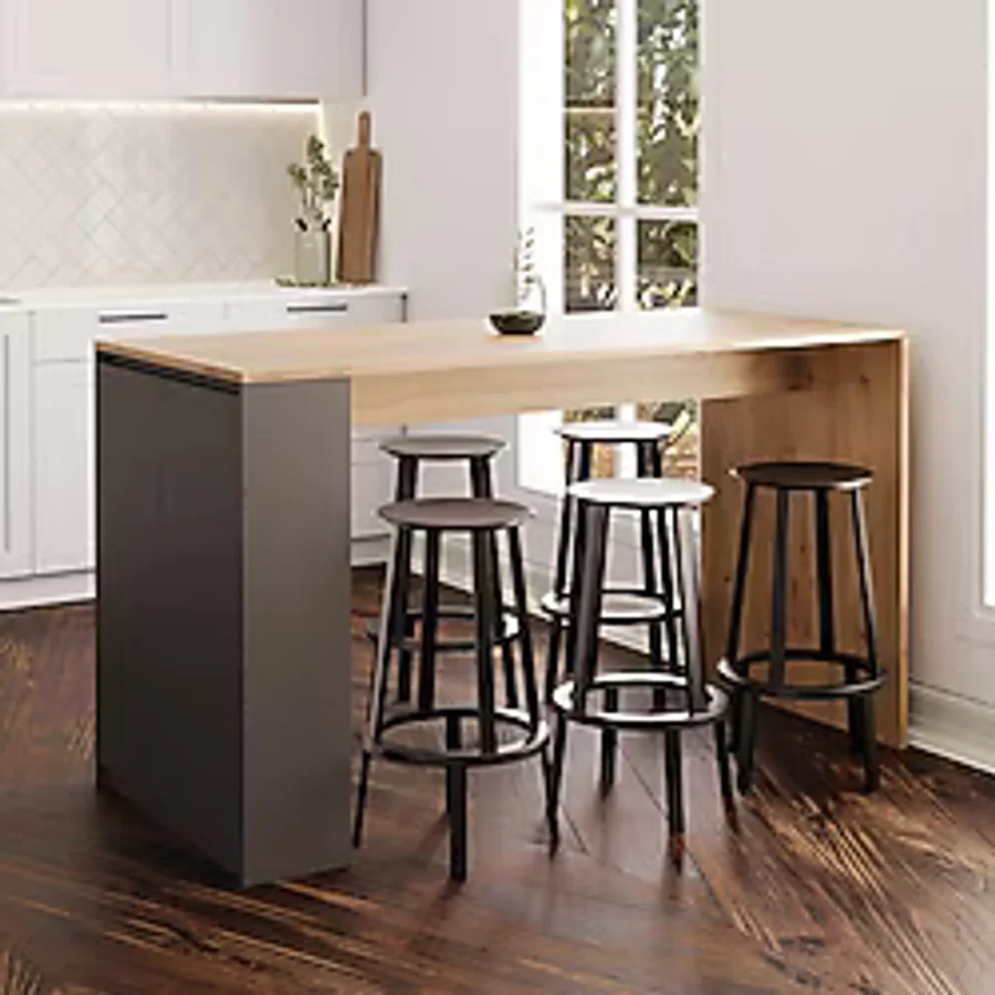 Bimossa Edgar L4820 Mutfak Adası Bar Masası 160 Cm Antrasit Ahşap Üst Depolamalı Çok Amaçlı Oturmalı Masa