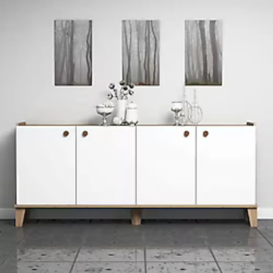 Bimossa Sümer Konsol Modern Görünüm Sepet Beyaz - 182 x 82 x 41 cm