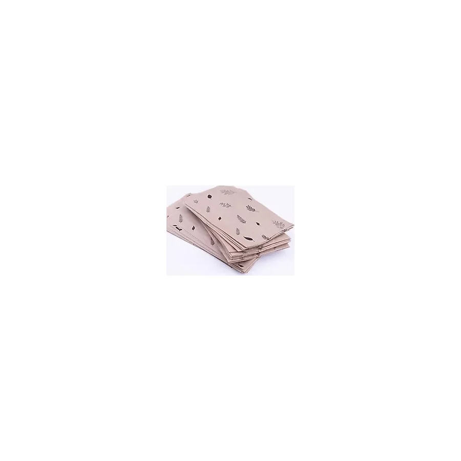 Bimotif Karışık yaprak desenli kese kağıdı, kraft üzeri siyah 11x20 - 100 adet
