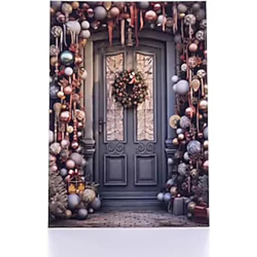 Bimotif Kartpostal, Yılbaşı, Yılbaşı Topları Ile Süslü Kapı, 12x17 Cm 6 Adet