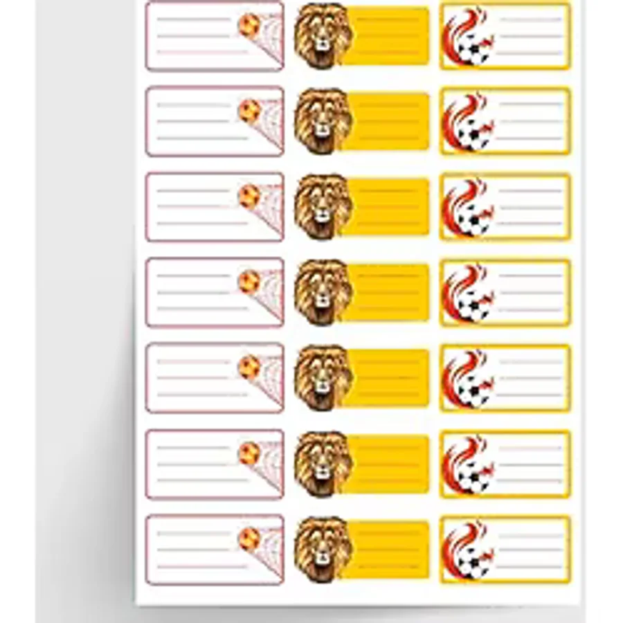 Bimotif Sarı-Kırmızı isimlik okul etiketi, sticker seti, 420 adet