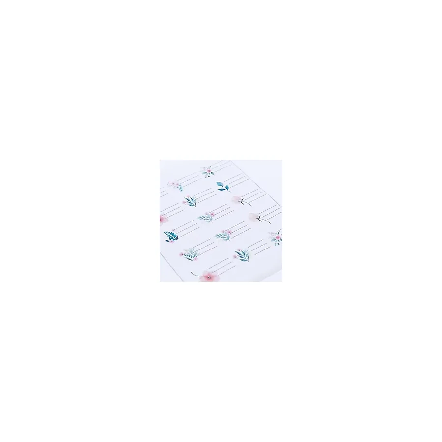 Bimotif Sticker, karışık çiçekler isimlik, okul etiketi, 4.7x3 cm, 150 adet (10 sayfa) Tek Ebat