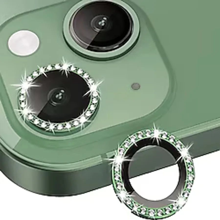 Binano Iphone 13/13 Mini Taşlı Yeşil Kamera Koruyu