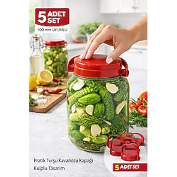 Binbirreyon 5 Adet Saplı Kavanoz Kapağı Turşu Bidonu Kapağı 100MM RA661