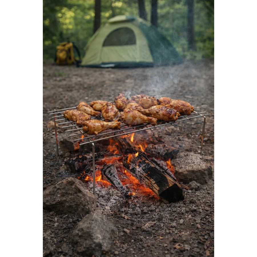 Binbirreyon Ayaklı Izgara Pratik Kamp Mangal Teli 31x19,5cm Basit Izgara AF081