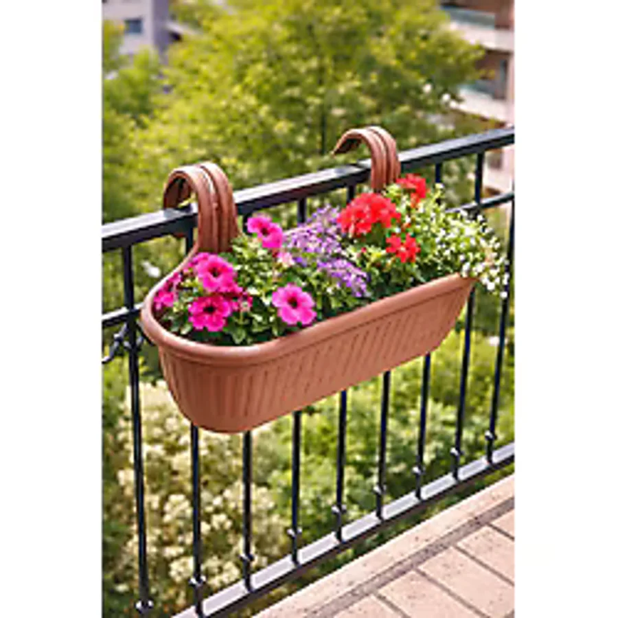 Binbirreyon Büyük Balkon Saksısı Askılı Saksı Balkon Demirine Asılan Saksı 53cm AH158