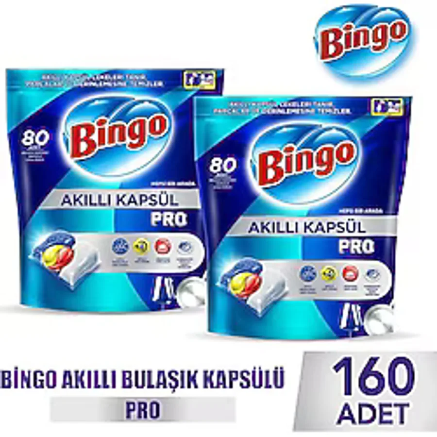 Bingo Akıllı Kapsül Pro Bulaşık Makinesi Tableti 80'li 2 Adet