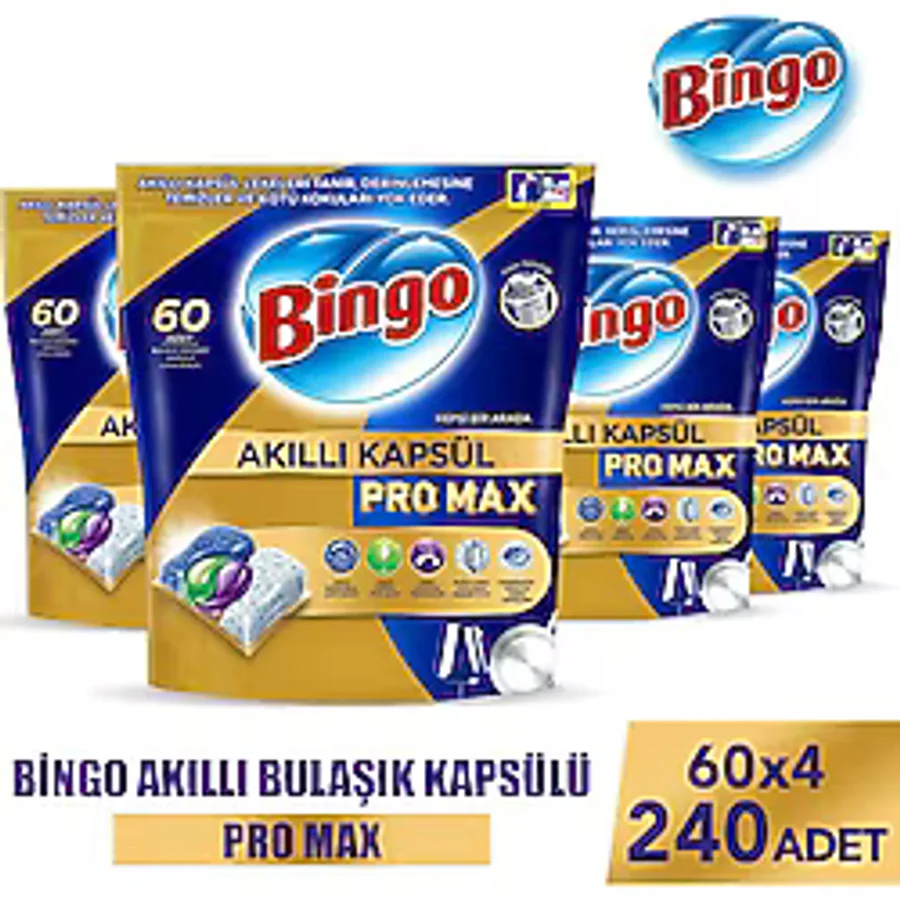 Bingo Akıllı Kapsül Pro Max Bulaşık Makinesi Tableti 60'lı 4 Adet