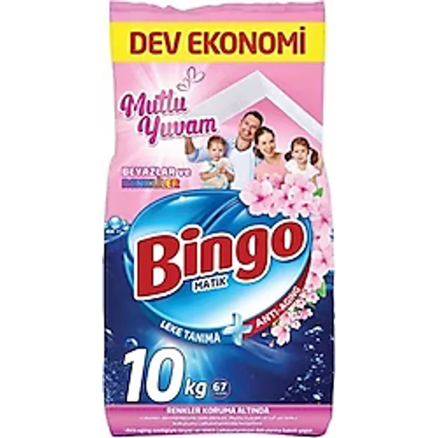 Bingo Matik Mutlu Yuvam Beyazlar ve Renkliler için 10 kg Toz Deterjan