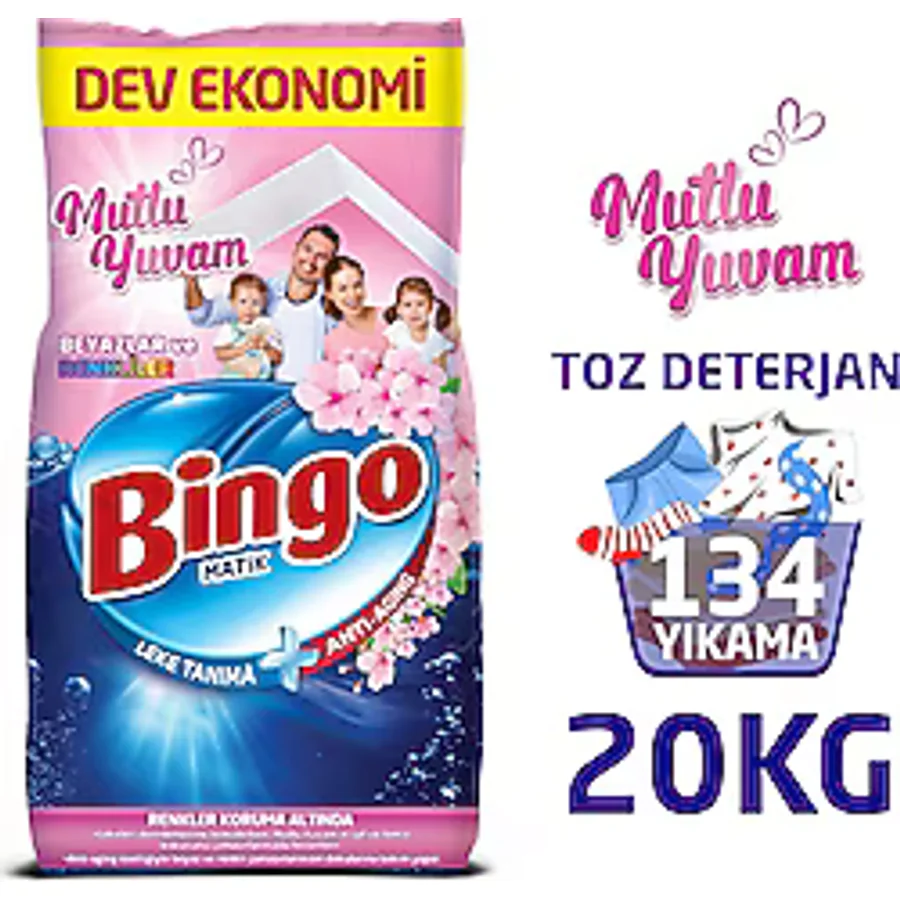 Bingo Matik Mutlu Yuvam Renkliler ve Beyazlar 10 kg 2'li Toz Deterjan