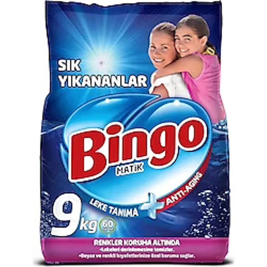 Bingo Matik Sık Yıkananlar Beyazlar ve Renkliler için 9 kg Toz Deterjan