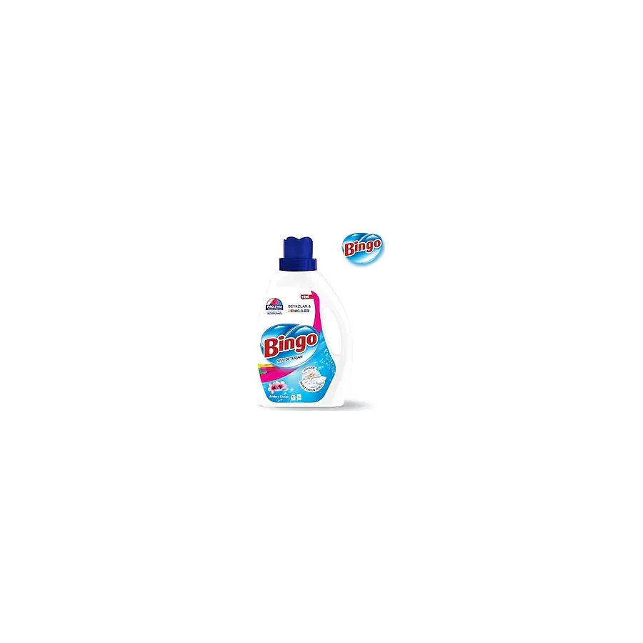 Bingo Sıvı Çamaşır Deterjanı, Renkli Kumaşlar İçin, Amber Çiçeği Kokulu, 2600 ml