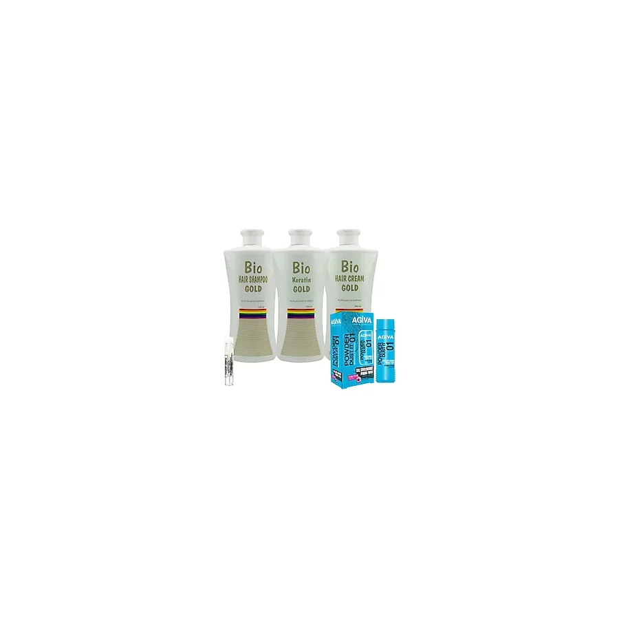 Bio Keratin Gold 3'lü Set Brezilya Fönü Kalıcı Saç Düzleştirici Keratin + Agiva 01 Wax Saç Pudrası