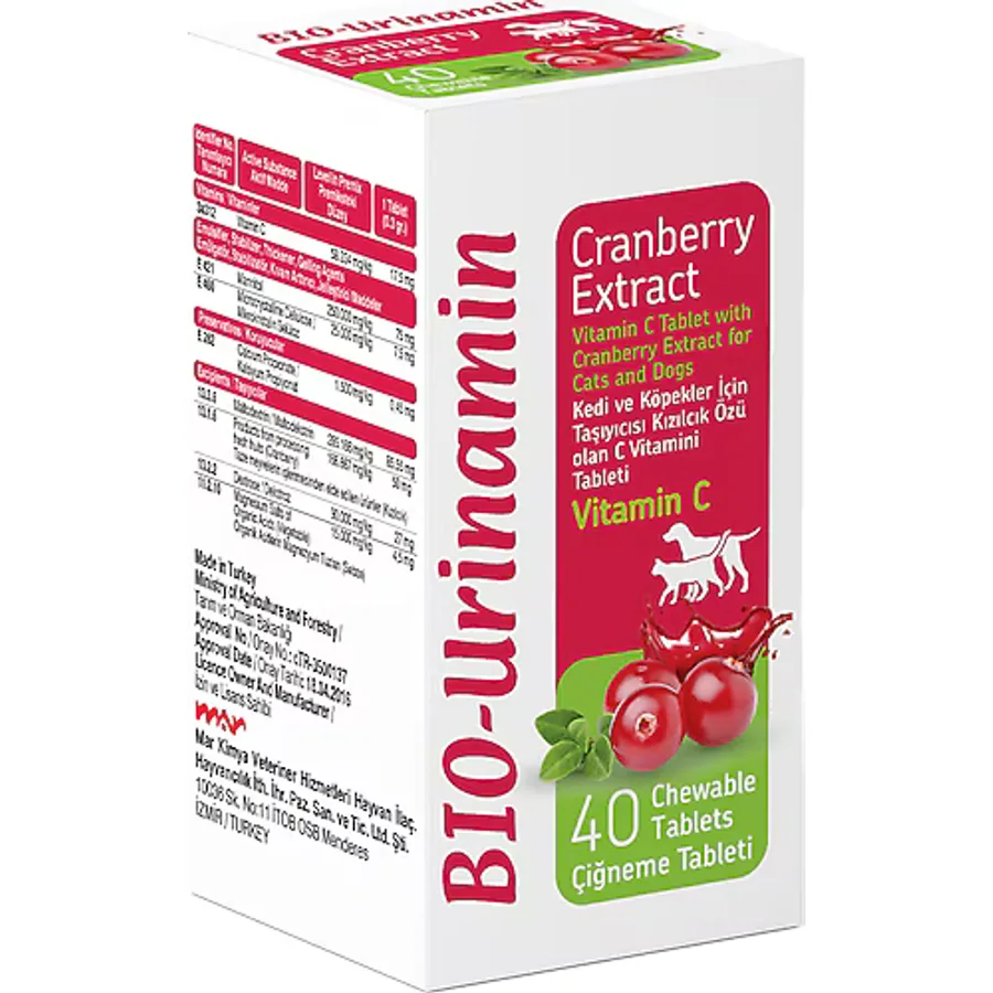 Bio PetActive Bio-Urinamin C Vitamini Kızılcık Özlü 40 Tablet