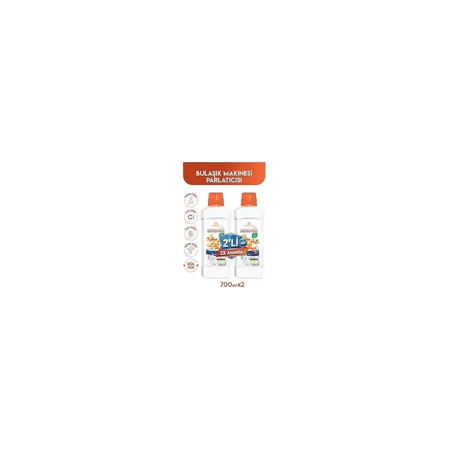 BioBellinda Doğal Bulaşık Makinesi Parlatıcısı Mükemmel Temizliğin Özel Formülü 650 ml (2li Set)