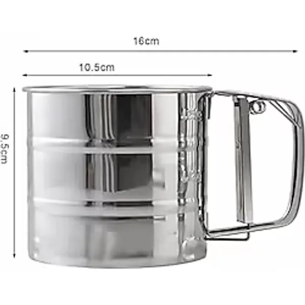 BİODATA Paslanmaz Çelik Un Pudra Ve Şeker Eleği Nişasta Kakao Un Dağıtıcı Elek 9.5 cm çap x 10 cm yükseklik