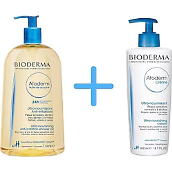Bioderma Atoderm Duş Yağı 1 lt + Atoderm Krem 500 ml Cilt Bakım Seti