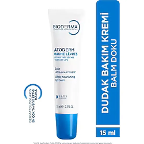 Bioderma Atoderm Lip Balm Kuru, Çok Kuru Dudaklar Shea Yağı İçeren Besleyici Nemlendirici Dudak Kremi 15 ml