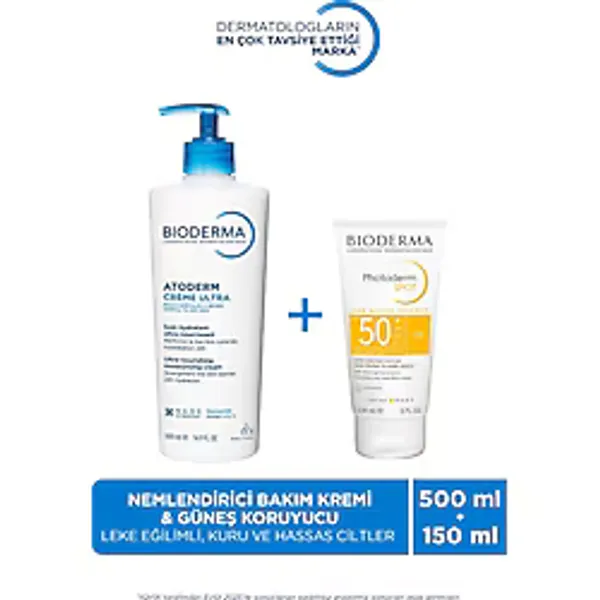 Bioderma Normal ve Kuru Ciltler İçin 2'li Set Nemlendirici Bakım Kremi ve Güneş Koruyucu 500 ml + 150 ml
