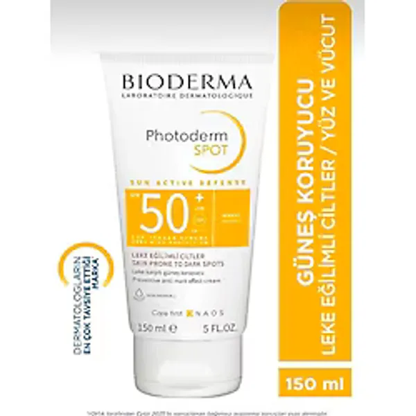 Bioderma Photoderm Spot SPF 50+ Leke Karşıtı Tüm Ciltler için Yüz & Vücut Güneş Kremi 150 ML