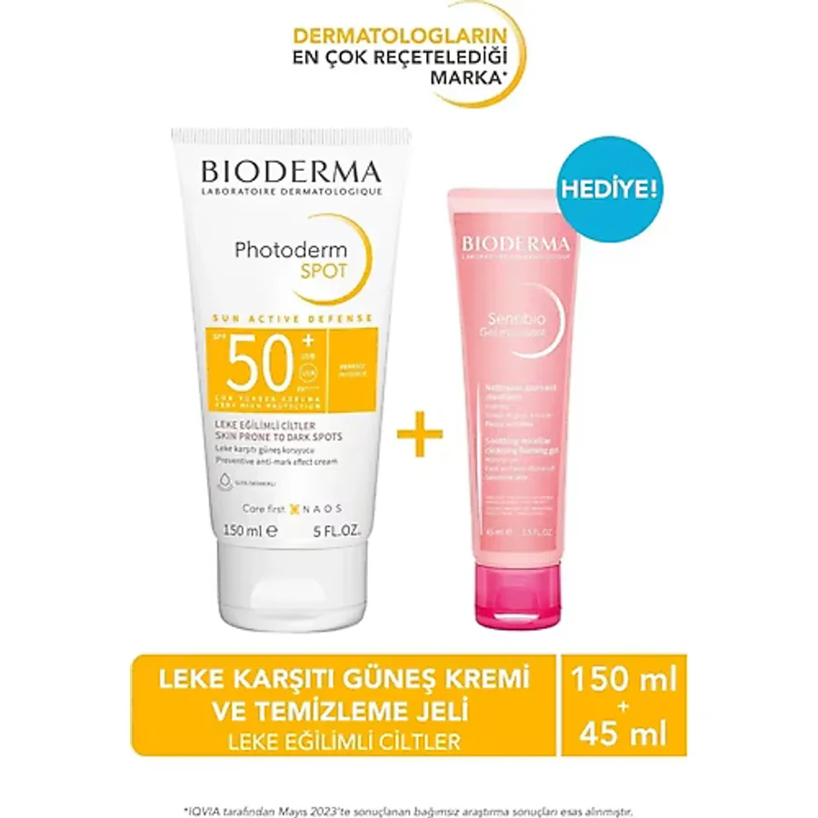 Bioderma Photoderm SPOT SPF50+ Leke Karşıtı Güneş Kremi & Sensibio Temizleme Jeli 45 ML