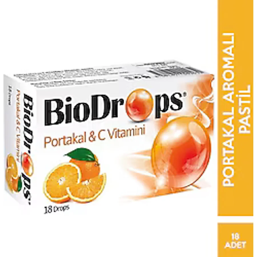 Biodrops Portakal ve C Vitaminli 18'li Pastil