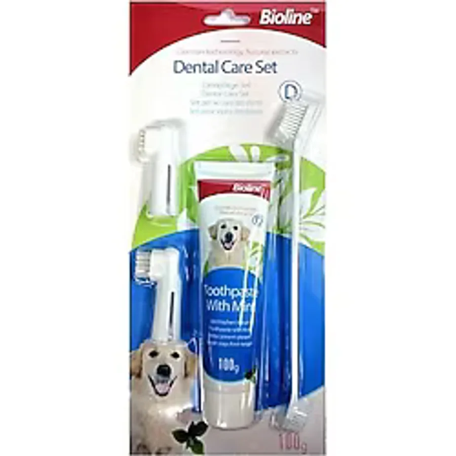 Bioline Biftek Aromalı Köpek Diş Macunu ve Diş Fırçası Seti