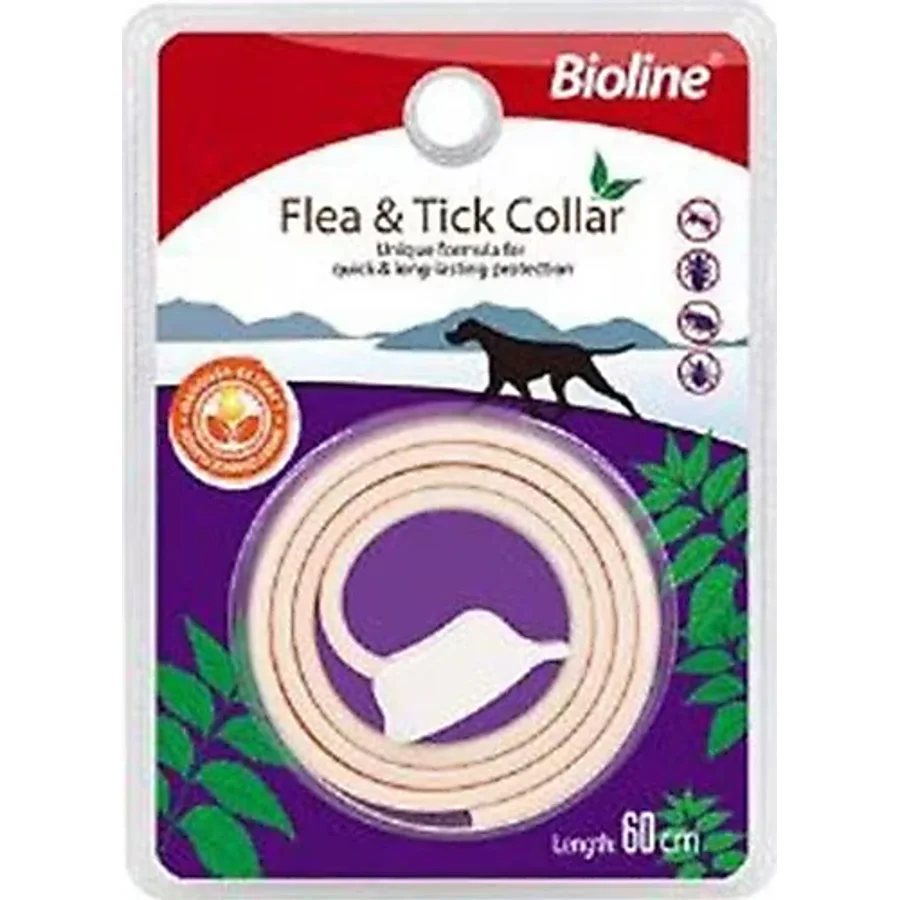 Bioline Tespih Ağacı ve Tatlı Portakal Kokulu Bitkisel Köpek Pire Tasması 60 Cm