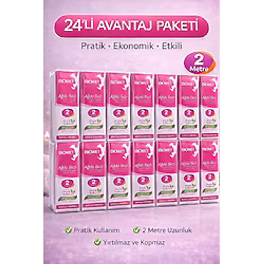 Biowet Ağda Bezi 2 Metre Spatula Hediyeli Epilasyon Bezi Dayanıklı Tüy Dökme Bezi 24 Paket