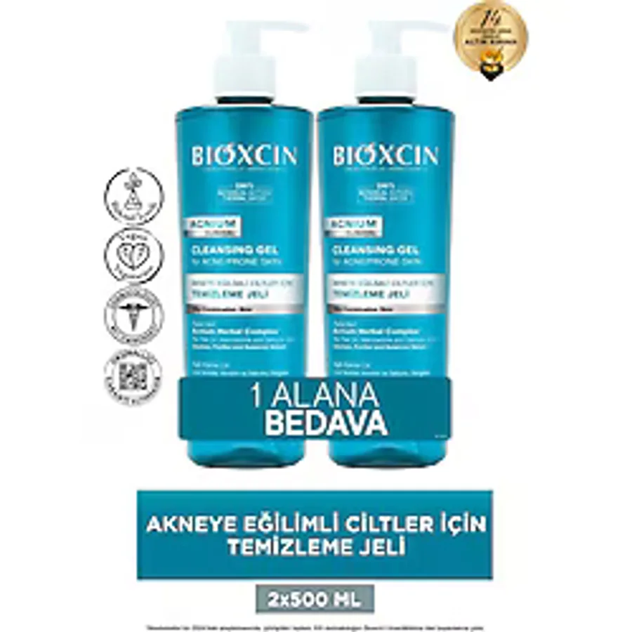 Bioxcin Acnium Sebum Dengeleyici 500 ml 2 Adet Yüz Temizleme Jeli