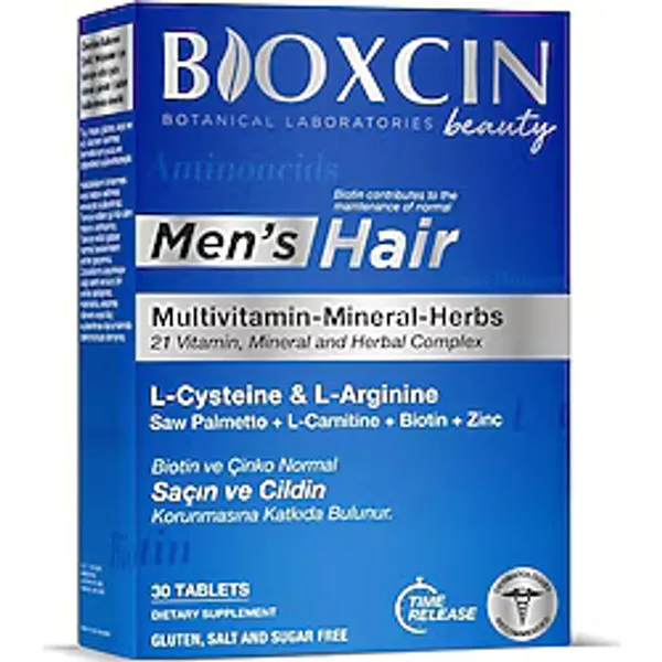 Bioxcin Men's Hair Tablet - L-Arginin, Cüce Palmiye, L-Karnitin, Biotin ve Çinko Içeren Erkekl