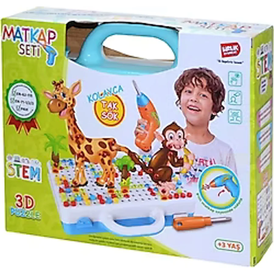 Birlik Oyuncak 3D Stem Eğitici Matkap Seti Hayvanlar URT014-001