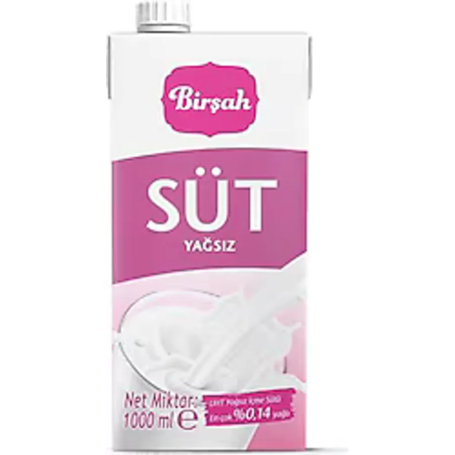 Birşah Yağsız En Çok %0,14 Yağlı 1 lt Süt