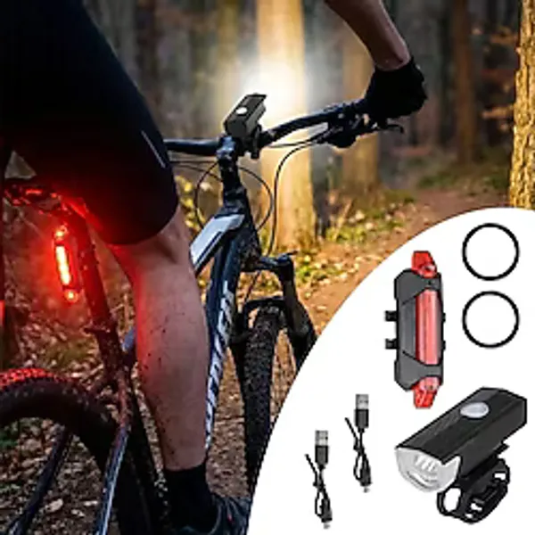 Bisiklet Işık Seti - Usb Şarjlı Led Ön Far + Arka Stop Lambası, Su Geçirmez Bisiklet Aydınlatma Seti Bx40