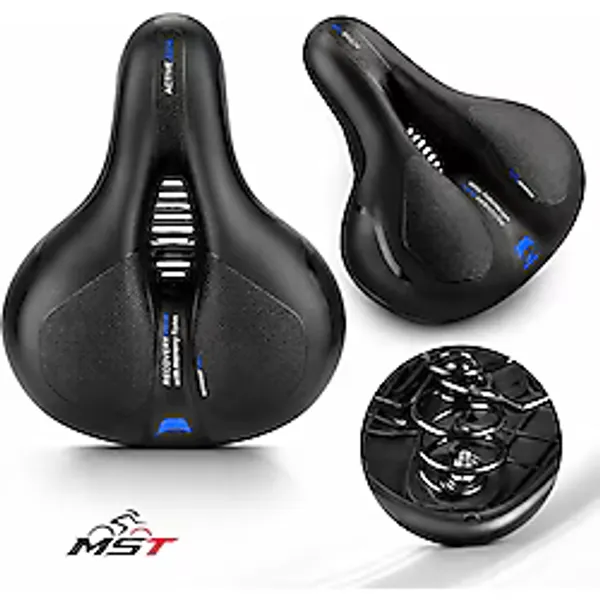 Bisiklet Koltuk Sele Airzone Hava Kanallı Reflektörlü Elastomer Yaylı Soft Doku Selesi Mavi Açık Mavi - Siyah
