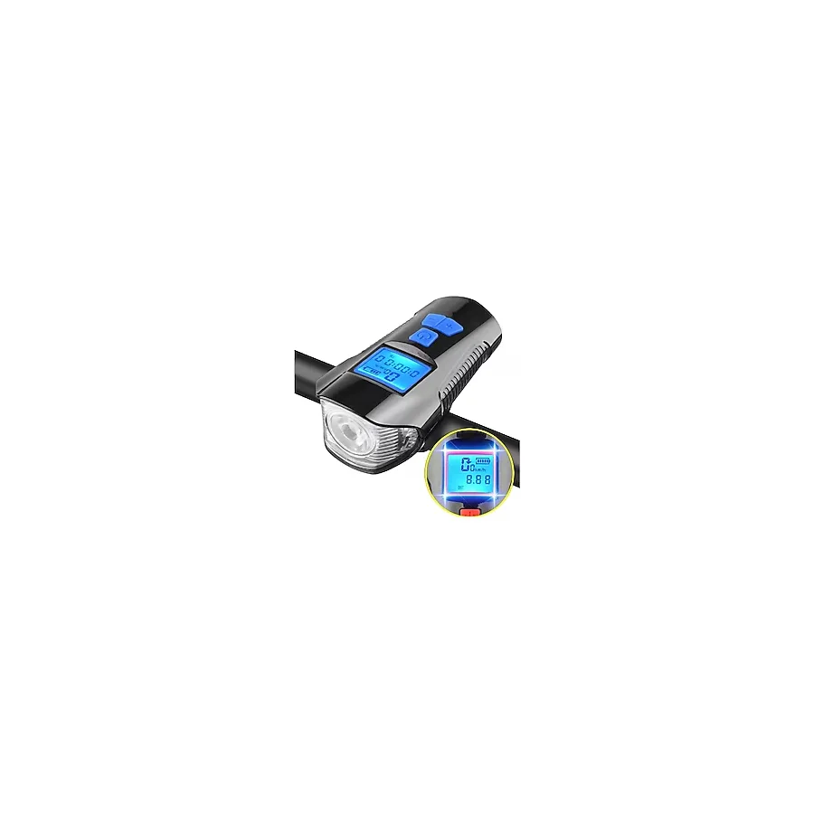 Bisiklet LCD Hız Gösterge Km Ekranı Su Geçirmez Şarjlı Led Işık 4 Mod Işık Korna 6 Mod Ses 3 in 1