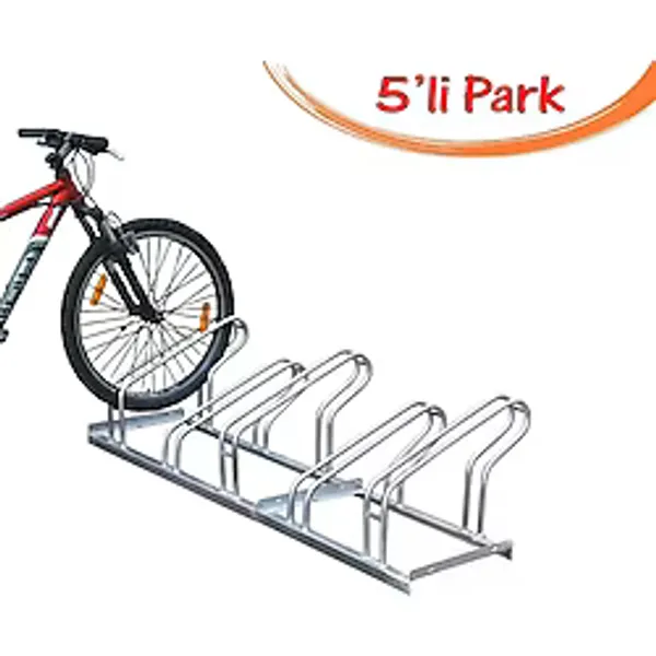 Bisiklet Parkı Bisiklet Park Yeri Sistemleri Alanı Demiri Ayağı Sehpası 5'Li 40X180 Cm Gri
