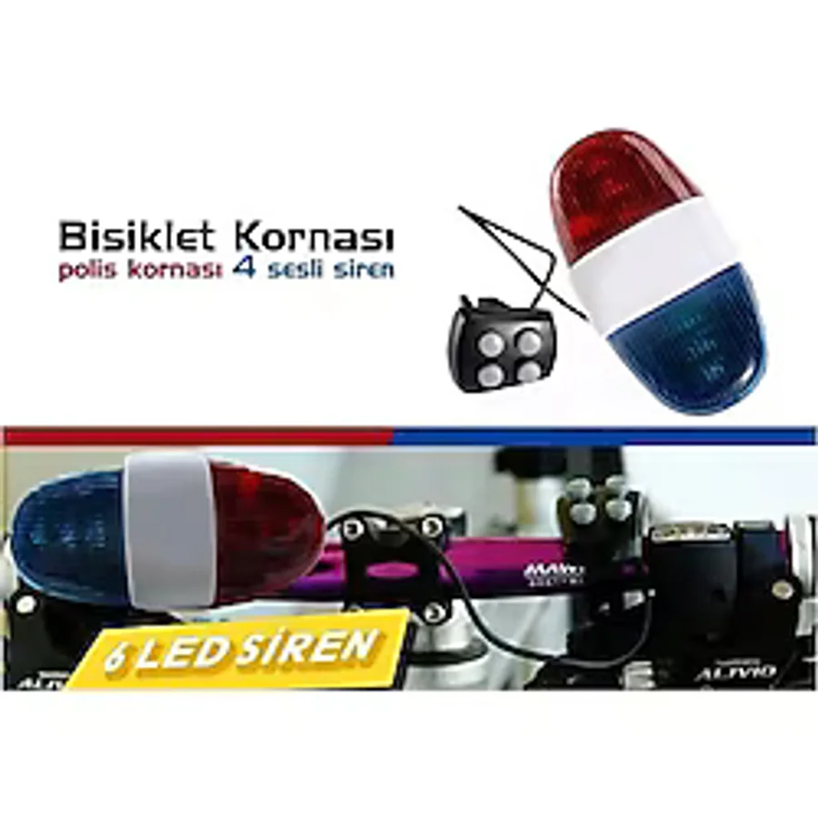 Bisiklet Polis Siren Kornası Açık Gri