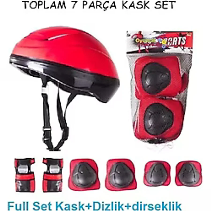 Bisiklet Scooter Kaykay İçin Kask Dizlik Dirseklik Koruyucu Set TAM 7 Parça