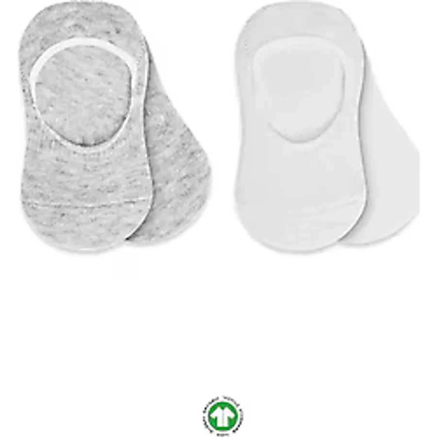 Bistyle 2'Li Penye Babet Silikonlu Basic Çorap 30104 Gri Beyaz