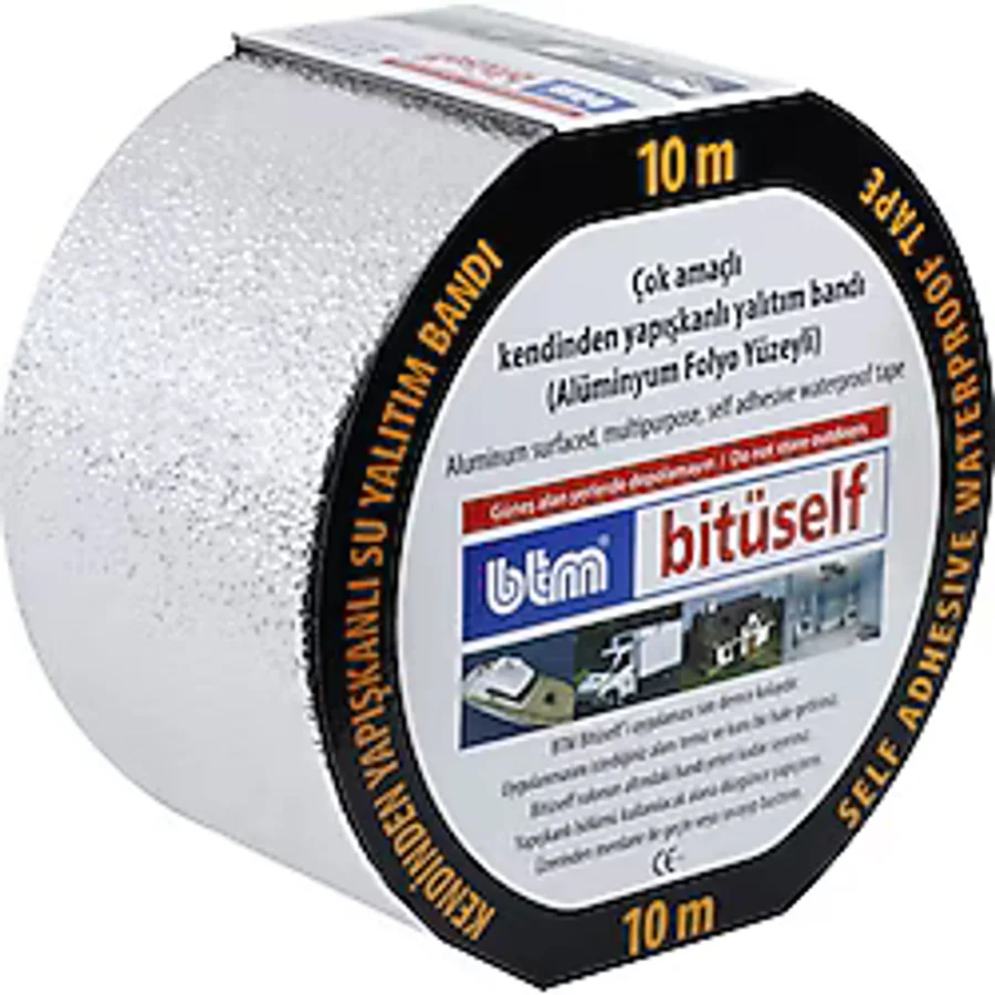 Bitüself 10 mt x 10 cm Bitüself Alüminyum Kaplı Oto Ses Su Yalıtım Bantı