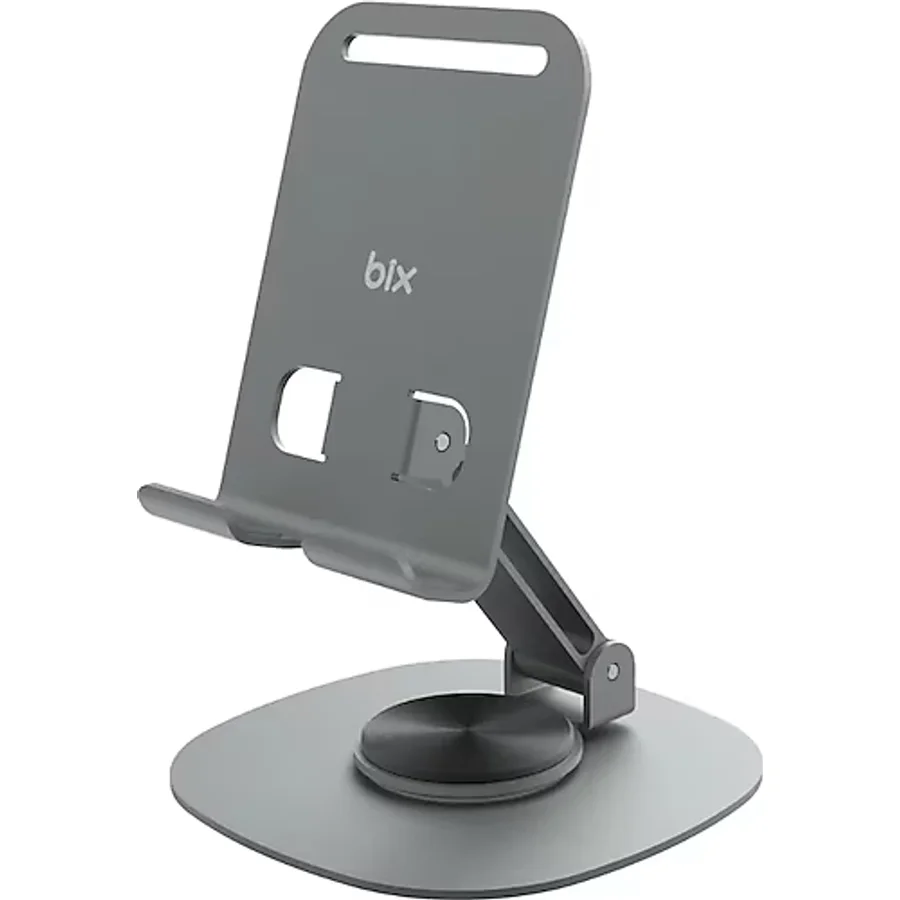 Bix TS01 Katlanabilir 360° Çok Açılı Yükseklik Ayarlı Metal Masaüstü Tablet iPad Tutucu Telefon Standı - Gri