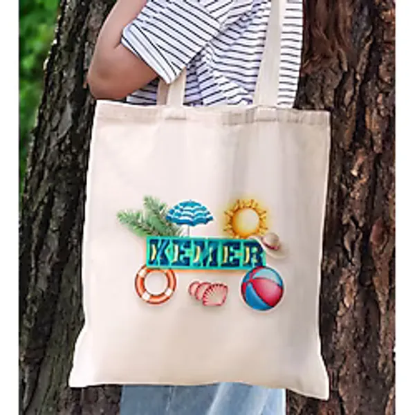 Bk Gift Kemer Temalı Kanvas Bez Plaj Çantası Baskılı Omuz Çantası, Alışveriş Çantası, Arkadaşa Hediye