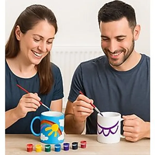 BK Gift Kendi Kupanı Kendin Oluştur Boyanabilir 2 Adet Kupa Seti, Arkadaşa Hediye, Sevgiliye Hediye, Doğum Günü Hediyesi, Sevgiliye Hediye